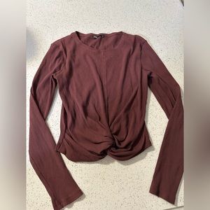 Zara Maroon long sleeve tied top
